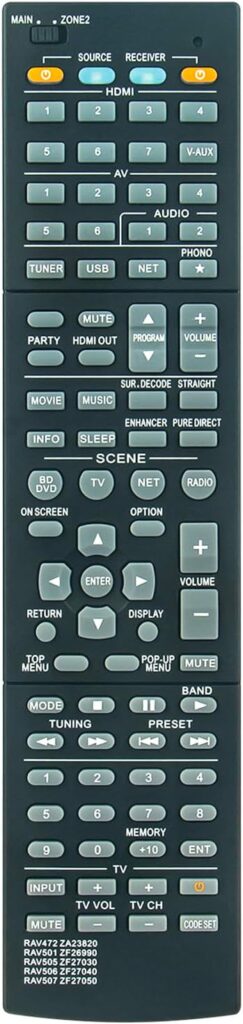 AULCMEET 5IN1 RAV472 RAV501 RAV505 RAV506 RAV507 New Replacement Remote Control fit for Yamaha AV Receiver RXA830 RXA840 RAV537 RX-V775 RX-V675 RX-V1075 RX-A1030 RX-A830 RX-A3040 RX-A2040 HTR-6065