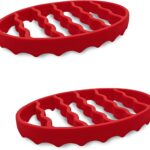 Silicone Cooker Rack for Instant Pot 5,6,8 Qt, Roasting Rack for Baking Cooking Steaming, Crock Pot Air Fryer Pressure Cooker Rack (Oval,Red,2Set)