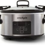 Crock-Pot 4 Quart Travel Proof Cook and Carry Programmable Slow Cooker with Locking Lid, Convenient Handles, and Digital Display, Stainless Steel