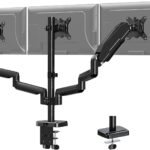 MOUNT PRO Triple Monitor Mount for 13-27 inch Screens, 3 Monitor Desk Mount, Gas Spring Triple Display Stand, Full Motion Three Computer Arm Hold up to 17.6lbs Each, VESA 75×75, 100×100
