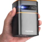 FATORK Mini Projector, 5G WiFi 6 Bluetooth Short Throw Projector, HD 1080P DLP Portable Projector with Rechargeable Battery, 1G Memory, Support Phone Laptop, Compatible with iOS/Android/HDMI/USB