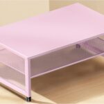 Desk Organizers and Accessories, 2-Tier Metal Computer Monitor Stand Riser, Desk Organizer for Monitor, Printer & Laptop Stand, Desktop Workspace Organizers for Office Supplies(Pink)