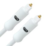 EMK White Optical Audio Cable [6ft/2M] – Digital SPDIF Toslink Fiber Optic Cable for Sound Bar, TV, Home Theater, Blu-ray Player – White, High-Speed, Low-Loss, Gold-Plated Connectors