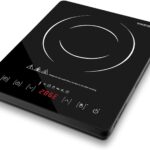 portable induction cooktop.120°F~465°F Crystal Glass Surface Countertop Electric Cooktop1800W. Automatic heat reduction and timer feature.Easy to Clean Hot Plates for Cooking.kitchen burner electric