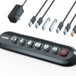 Powered USB Hub, atolla 7-Port USB 3.0 hub (6 Superspeed Transfer Ports+ 1 Fast Charging Port) with Swappable Illuminated Icon Switch and 12V/3A Power Adapter for Windows, MacOS, ChromeOS, Linux