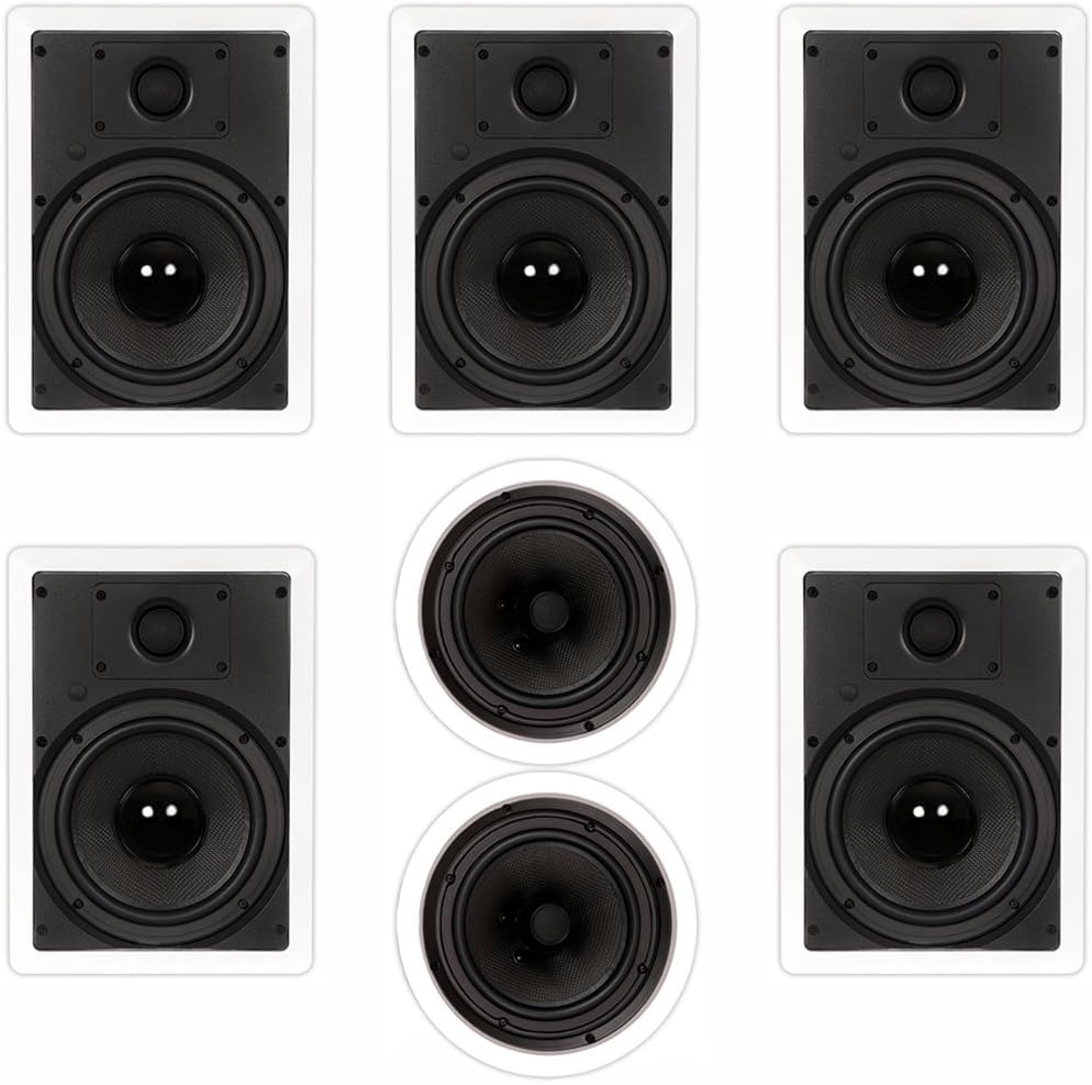 Theater Solutions TS-87 1750 Watt 7CH 8″ in-Wall/Ceiling Home Theater Speaker System