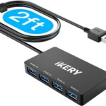 4-Port USB 3.0 Hub, High Speed 5Gbps Data Transfer Hub for Laptop, PC, MacBook – Portable Type-A Ports with 2ft Extended Cable