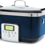 GreenPan Elite 8-in-1 Programmable 6QT Electric Slow Cooker,Dishwasher Safe Lid & Removable Crock, PFAS-Free Healthy Ceramic Nonstick Multi-Cooker,Sear, Sauté,Brown,Steam Basket,Roast, Oxford Blue