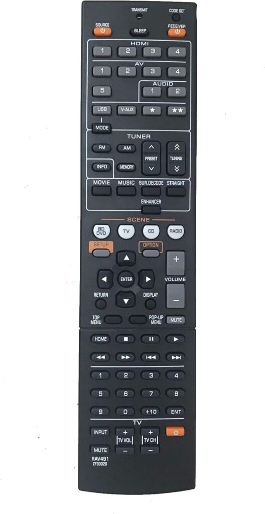 Replacement Remote Control for Yamaha RX-V765 RX-V665 HTR-3067 HTR-5064 YHT-4910U RX-V377 YHT-595BL AV Receiver