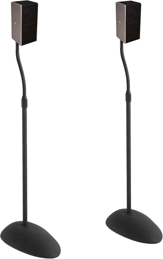 ECHOGEAR Universal Speaker Stands – Height Adjustable with Universal Compatibility – Works with Vizio, Klipsch, Bose & More – Includes Built-in Cable Management – Great for Rear Surround Sound – Pair