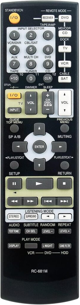 RC-681M Replace Remote Control fit for Onkyo Home Theater AV Receiver HT-R550 HT-SR800 HT-SR800B HT-SR8000S TX-SR505 TX-SR575 TX-SR575X TX-SR8550 SKW-550 SKM-550S SKF-550F SKC-550C SKB-550 TX-SR505E