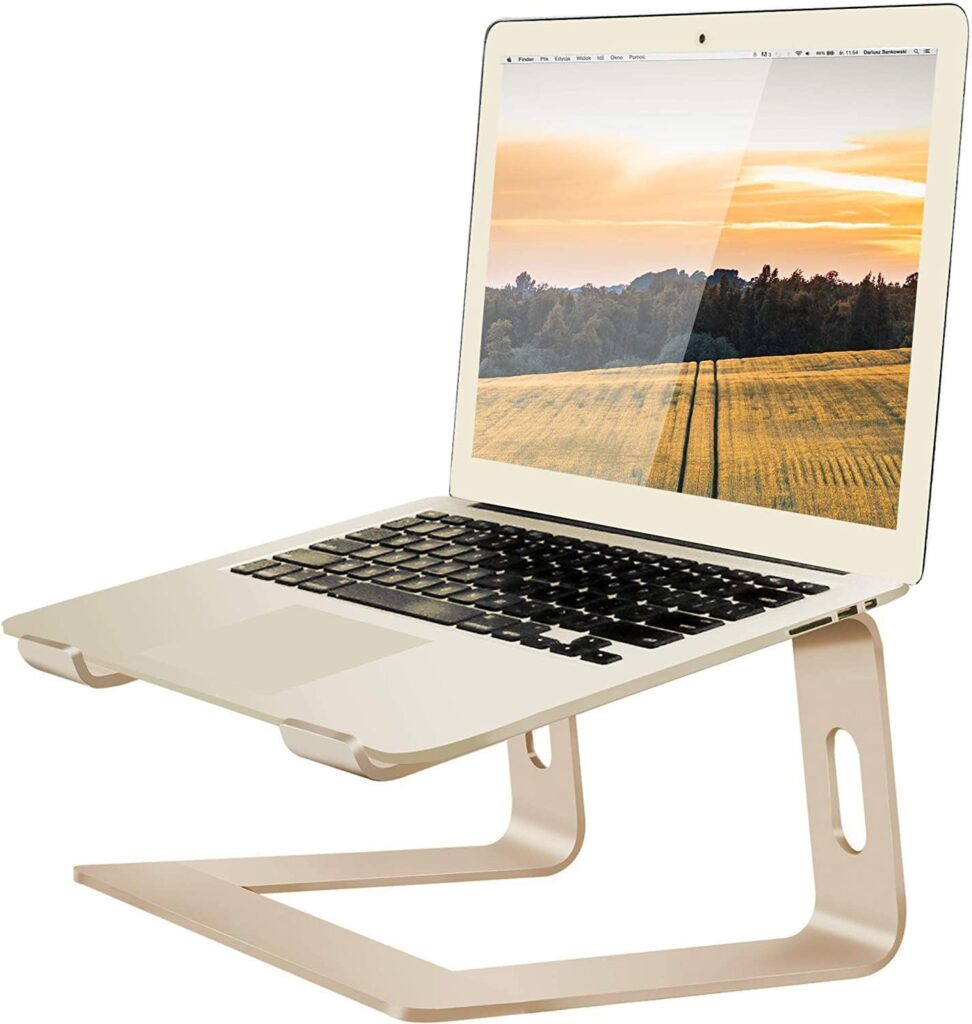 Orionstar Laptop Stand Aluminum Laptop Riser Compatible with Mac MacBook Air Pro 10 to 15.6 Inch Notebook Computer, Ergonomic Elevator Holder (Gold)