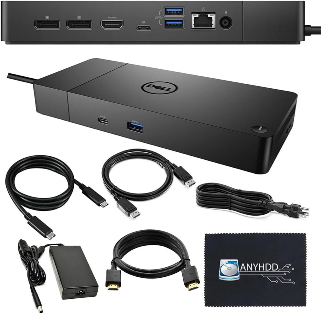WD19S Docking Station 180W (130W Power Delivery) – Docking Station Dual Monitor, Dock Station with 180W Power Supply + HDMI Cable + DisplayPort Cable + USB-C Cable + Microfiber Cloth (Renewed)