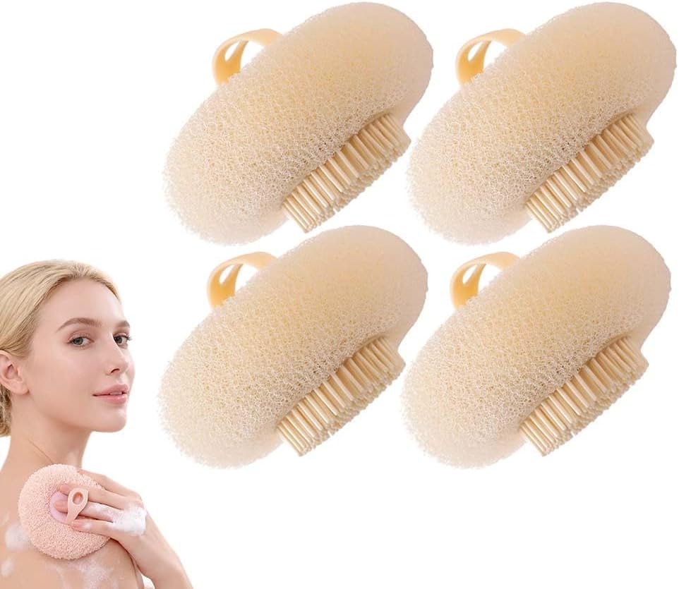 Super Soft Sunflower Suction Cup Bath Ball, 2025 New Exfoliating Bath Bath Sponge Cleaning Brush with Finger Rings for Women and Men (Begie, 4 pcs)