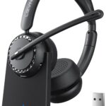 LEVN Wireless Headset, Wireless Headset with Mic for Work, AI Noise Cancelling, 65 Hrs Working Time, Bluetooth Headphones with Microphone from Home/Computer/Call Center/Teams