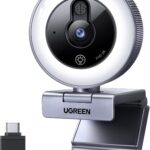 UGREEN 2K Webcam with 4-Level Ring Light, Full HD Webcam for PC with Microphone, Privacy Cover, USB Web Camera Compatible with Switch 2, Streaming, Conference, Zoom, Teams, Computer/Laptop/MacBook