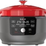 Instant Pot Electric Round Dutch Oven,6-Quart 1500W,From the Makers of Instant Pot,5-in-1: Braise,Slow Cook,Sear/Sauté,Food Warmer,Cooking Pan,Enameled Cast Iron,Included Recipe Book,Red