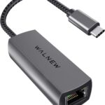 WALNEW USB-C 2.5gb Ethernet Adapter, USBC to RJ45 LAN Connector,2.5 Gigabit Network Cable Converter Thunderbolt 3 for NAS Server,Mac,iMac,MacBook Pro,iPad Air,Dell XPS 17 15,Surface Laptop,Chromebook
