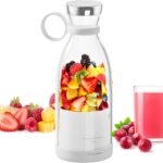 Asa Vea Mini Blender for Smoothies and Milkshakes, Portable Blender, Rechargeable, Personal Size Blender with Quota Outer Travel Lid with 4 Blades, 11 oz for Outdoors, Camping (White)