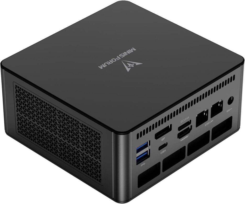 MINISFORUM UM890 Pro Mini PC AMD Ryzen 9 8945HS(8C/16T, up to 5.2GHz) 32GB DDR5 1TB PCIe4.0 SSD, 2xUSB4(PD 8K)|1xHDMI|1xDP Four Outputs, 2x RJ45, BT5.2 4xUSB3.2 AMD Radeon 780M Graphics Micro Computer