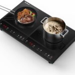 Double Induction Cooktop,Zopehan Portable Induction Cooker with 2 Burner Independent Control,Ultrathin Body,10 Temperature,1800W-Multiple Power Levels,3 Hour Timer,Safety Lock