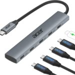Acer 10 Gbps USB C Hub, USBC Splitter with 4*USB C 3.2 and 100W PD Port, Fast Transfer Type-C Multiport Adapter Compatible with MacBook Pro/Air M2/M1, iPad, Surface Pro, XPS【No Video Output】