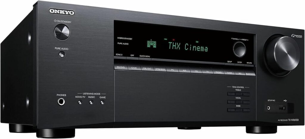 Onkyo TX-NR6100 7.2 Channel 8K Smart AV Receiver – THX Certified, Works with Sonos Certified, and Ultimate 4K Gaming Experience