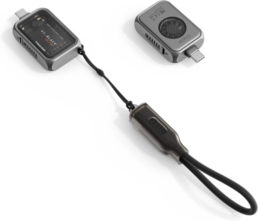 Satechi M.2 NVMe Mini SSD Enclosure with 10Gbps Transfer Speed, Up to 2TB SSD Storage, Active Auto Cooling, Compact and Portable USB C Case, Supports NVMe 2230 SSDs (SSD Not Included)