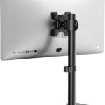 WALI Single Monitor Stand for 13-32 Inch Computer Screens, Freestanding Single Monitors Arm Desk Mount, Universal VESA Monitor Mount 75×75/100x100mm, Adjustable Height and Angle, (MF001), Black