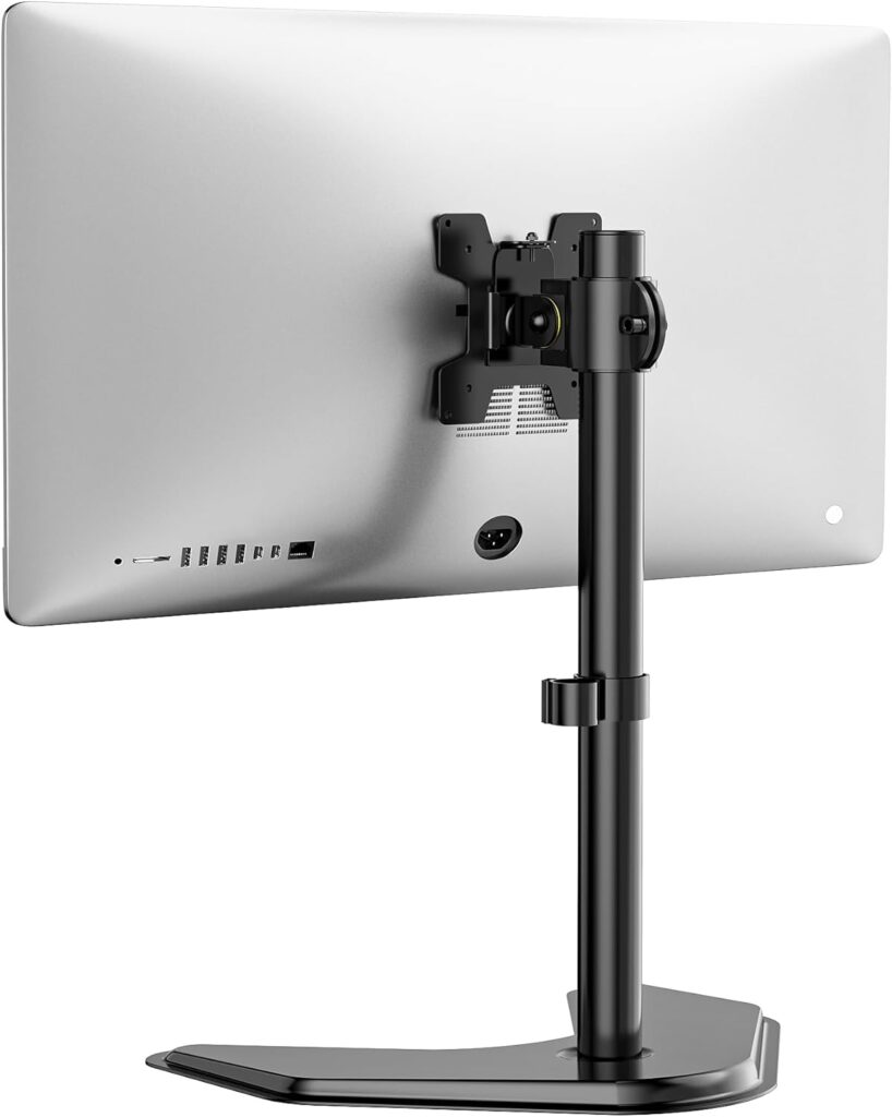 WALI Single Monitor Stand for 13-32 Inch Computer Screens, Freestanding Single Monitors Arm Desk Mount, Universal VESA Monitor Mount 75×75/100x100mm, Adjustable Height and Angle, (MF001), Black
