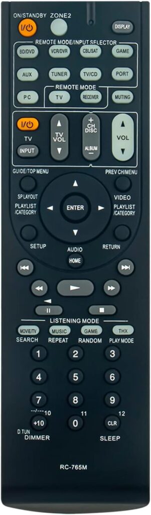 RC-765M Replace Remote Control fit for Onkyo Home Theater TV Soundbar Audio System/A/V Receiver 24140765 RC-765M RC 765M RC765M RT24140765 TXSR608 TX SR608 TX-SR608