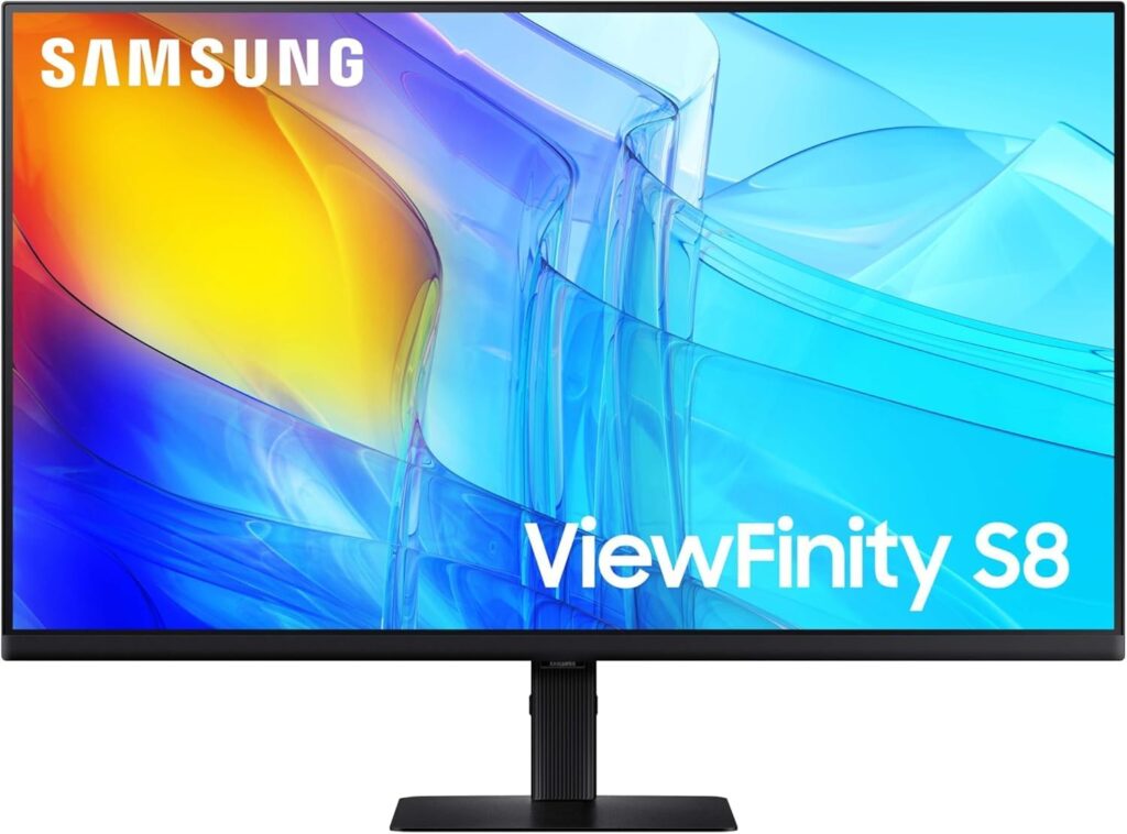 SAMSUNG 27″ ViewFinity S8 (S80D) Series 4K UHD High Resolution Computer Monitor, HDR10, Multiple Ports w/ HDMI, DisplayPort, USB-A, Height Adjustable Stand, LS27D806EANXGO, 2024, 3Yr Warranty