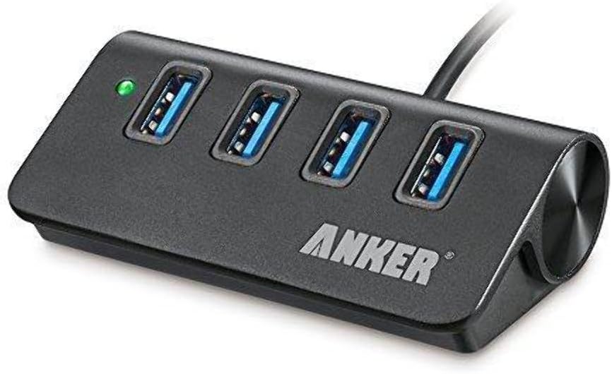 Anker 4-Port USB 3.0 Unibody Aluminum Portable Data Hub with 2ft USB 3.0 Cable for MacBook, Mac Pro/mini, iMac, XPS, Surface Pro, Notebook PC, USB-Flash Drives, Mobile HDD and More