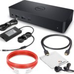 Dell D6000 Docking Station Bundle – Includes Universal Dell Dock, HDMI Cable, 130W Power Adapter, Ethernet Cable, Earbuds & Microfiber Cloth, Compatible with USB-C and Dual Monitors (Renewed)