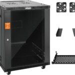 Tecmojo 15U Wall Mount Rack,15U Rack 17.7 Inch Depth,Hold Up to 176 Lbs,Enclosed Wall Mount Rack Kit for 19 Inch Network,Server and AV Gear,Glass Door(Elite Collection)