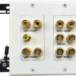 5.1 Speaker Wall Plate, Home Theater, 1 RCA, Gold Plated Binding Posts