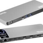 Plugable USB C Docking Station 5 Monitors, 140W DisplayLink Dock Connects up to Five 4K Displays for MacBook Windows Thunderbolt 4 Laptops, 2x HDMI, 3x USBC 2.5Gbps Ethernet, Driver Required UD-7400PD