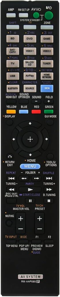 RM-AAP080 Replace Remote Control Applicable for Sony 7.2 Channel AV Receiver STR-DA1800ES STRDA1800ES STR DA1800ES