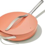 Caraway Nonstick Ceramic Sauté Pan with Lid (4.5 qt, 11.8″) – Non Toxic, PTFE & PFOA Free – Oven Safe & Compatible with All Stovetops (Gas, Electric & Induction) – Perracotta