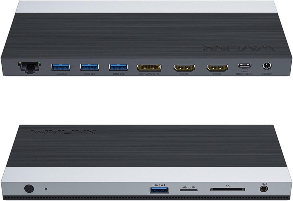 WAVLINK USB C Docking Station 4K Triple Display (2 HDMI + 1 Displayport) with 100W PC Charging, Gigabit Ethernet, 4 USB 3.0, SD/TF Card Slot, Audio, for Dell HP MacBook Lenovo and Other USB C Laptops