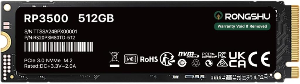 512GB NVMe SSD M.2 PCIe Gen 3×4, Read Speeds Up to 3,100 MB/s, M.2 2280 Internal Soild State Drive, SLC Cache 3D NAND TLC Compatible with Laptop and PC Desktops