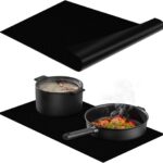 KitchenRaku 20.8×24 inch Large Induction Cooktop Protector Mat heat-resistant up to 572°F (300°C), Electric (Magnetic) Stove Burner Covers Antiscratch as Glass Top Stove Cover or Electric Stove Top