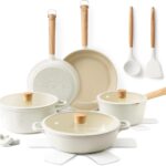 SENSARTE Ceramic Nonstick Cookware Set Non-toxic Healthy Pots and Pans Set Ceramic Coated Kitchen Cooking Set, Free of Intentionally Added PFAS/PTFE, Dishwasher&Oven Safe, Induction Compatible, 15pcs