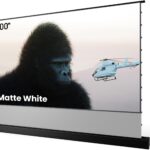 AWOL VISION 100″ Motorized Rising Matte White Projector Screen for Long Short Ultra Short Throw Projector, Floor Stand Indoor Outdoor Theater Screen, 170°+ Viewable 4K/8K Ultra HD MW-F210
