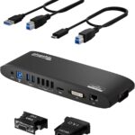 Plugable USB 3.0 Universal Docking Station for Windows, macOS, ChromeOS (Dual HDMI Monitors or DVI/VGA, Gigabit Ethernet, Audio, 6 USB Ports)