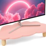 Monitor Stand Riser,Cloud-Shaped Sturdy Wood Computer Monitor Riser, Laptop Monitor Stand, Multi-Purpose Desktop Organizer Riser for Computer, Laptop, Printer, TV,Pink
