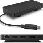 Lenovo USB-C Dual Display Travel Dock – 7 Ports, Integrated USB-C Cable, Universal Compatibility, Dual Displays at 4K – Black