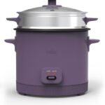 bella 16 Cup Rice Cooker with Steamer, Dishwasher Safe Steaming Basket, Rice Paddle and Measuring Cup, Removable Nonstick Cooking Bowl, Automatic Keep Warm Function​, 400 Watt, Plum