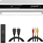 DVD Player for TV, Region-Free DVD CD Player for Home with HDMI RCA Output USB Input, Plays All Regions and Multi-Format, 1080P HD Compact DVD Player for Family Movies, Built-in PAL NTSC (White 168)