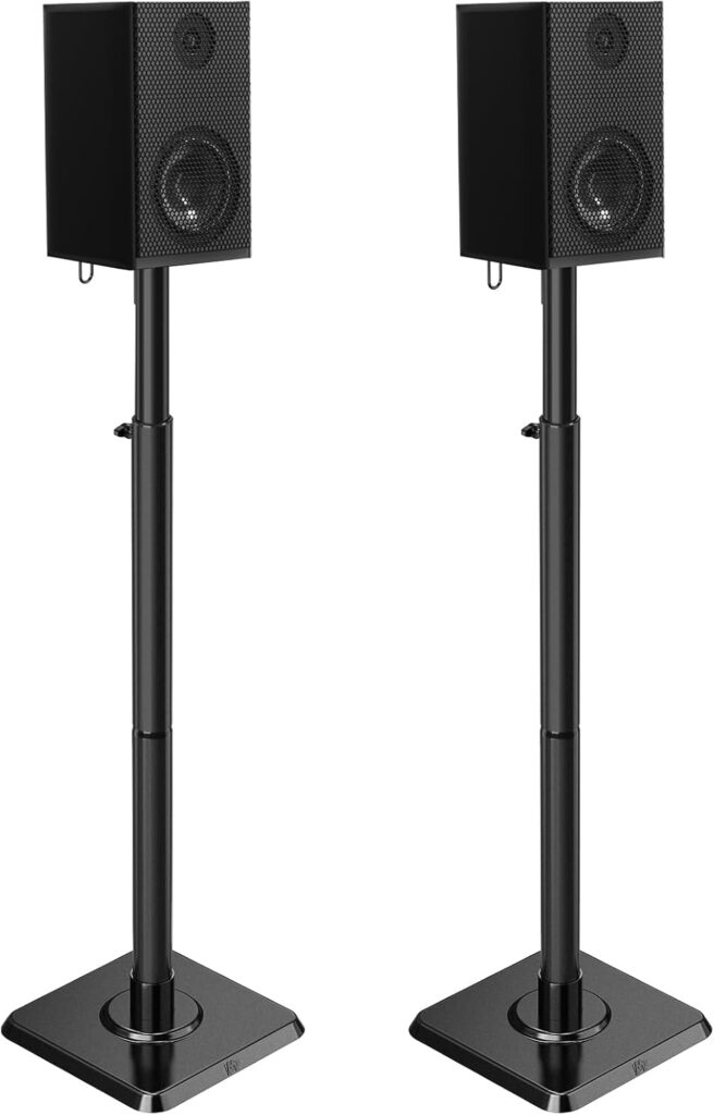 Mounting Dream Speaker Stands Height Adjustable for Satellite & Small Bookshelf Speakers, Set of 2 Floor Stand Mount for Bose Polk JBL Sony Yamaha and Others – 11LBS Capacity MD5402